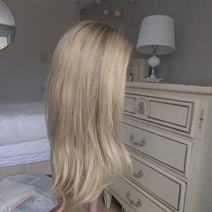 Blonde Lusta Silk Top Human Hair Wig, Small Medium, 18" Length